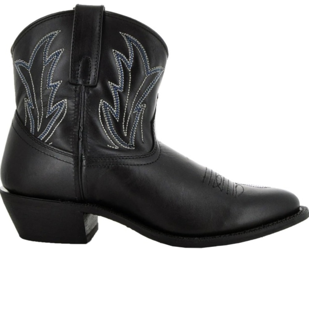Soto Cowgirl Boots Black Leather Short Boots NWOB Size 6 Janis